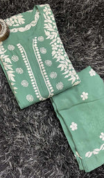 Load image into Gallery viewer, Safina Women's Lakhnavi Handcrafted Modal Cotton Chikankari Kurta And Palazzo Set - HONC0170544