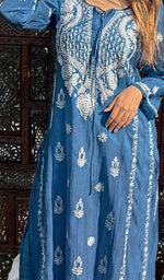Load image into Gallery viewer, Nafasat Women's Lucknowi Handcrafted Mul Chanderi Chikankari Kurti - HONC0255568