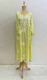 将图像加载到图库查看器中, Sifa Women's Lucknowi Handcrafted Modal Cotton Chikankari Gown - HONC0122086