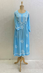 将图像加载到图库查看器中, Sifa Women's Lucknowi Handcrafted Modal Cotton Chikankari Gown - HONC0122082
