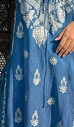 Load image into Gallery viewer, Nafasat Women's Lucknowi Handcrafted Mul Chanderi Chikankari Kurti - HONC0255568