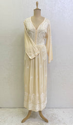 Load image into Gallery viewer, Women's Lucknowi Handcrafted Modal Cotton Chikankari Gown - HONC057743
