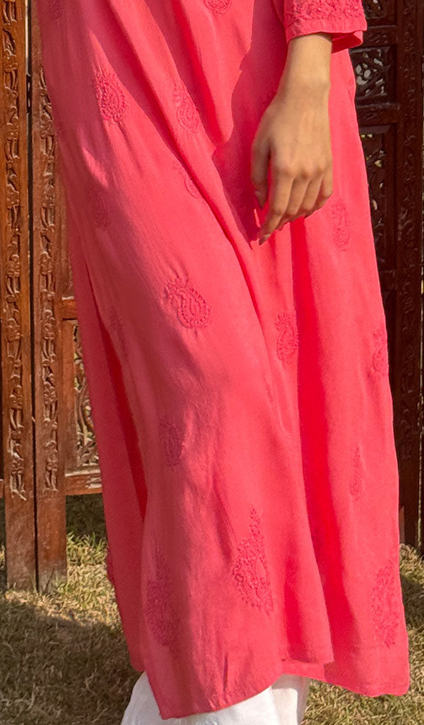 Faiza Women's Lucknowi Handcrafted Modal Cotton Chikankari Kurti - HONC0225834