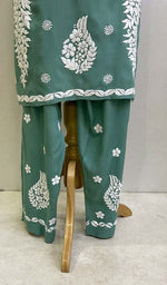 Load image into Gallery viewer, Safina Women's Lakhnavi Handcrafted Modal Cotton Chikankari Kurta And Palazzo Set - HONC0170544