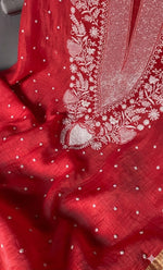 Load image into Gallery viewer, Navedaa Women's Lakhnavi Handcrafted Mul Chanderi UnStitched Kurta And Dupatta Set - HONC0318622