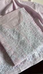 Load image into Gallery viewer, Women's Lakhnavi Handcrafted Cotton Chikankari Semi - Stitched Suit Material - HONC0198615