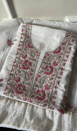 Load image into Gallery viewer, Women's Lakhnavi Handcrafted Mul Chanderi Unstitched Kurta And Dupatta Set - HONC0256380