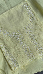 Load image into Gallery viewer, Saziya Women's Lakhnavi Handcrafted Mul Chanderi Semi - Stitched Kurta And Dupatta Set - HONC0237912