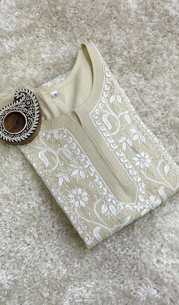 Iqra Women's Lucknowi Handcrafted Cotton Chikankari Kurti - HONC0164340