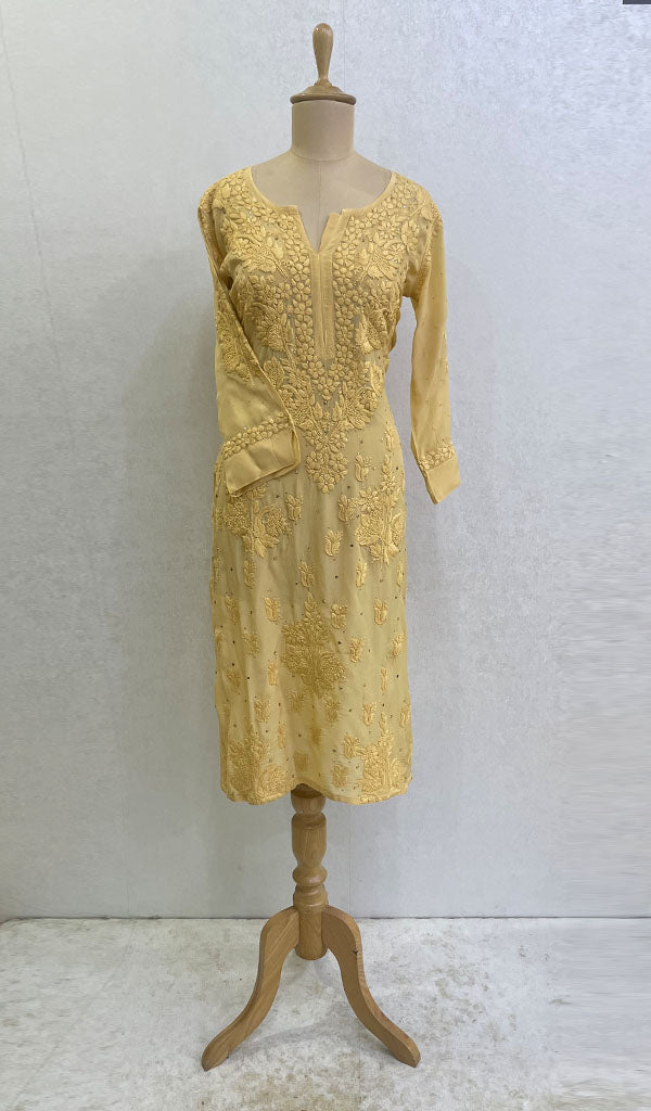 Aaliya Women's Lucknowi Handcrafted Crepe Chikankari Kurti  - HONC0168770