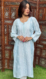 将图像加载到图库查看器中, Jubina Women's Lucknowi Handcrafted Cotton Chikankari Kurti - HONC0229657
