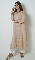 将图像加载到图库查看器中, Zoya Women's Lucknowi Handcrafted Muslin Chikankari Kurti - HONC0163087