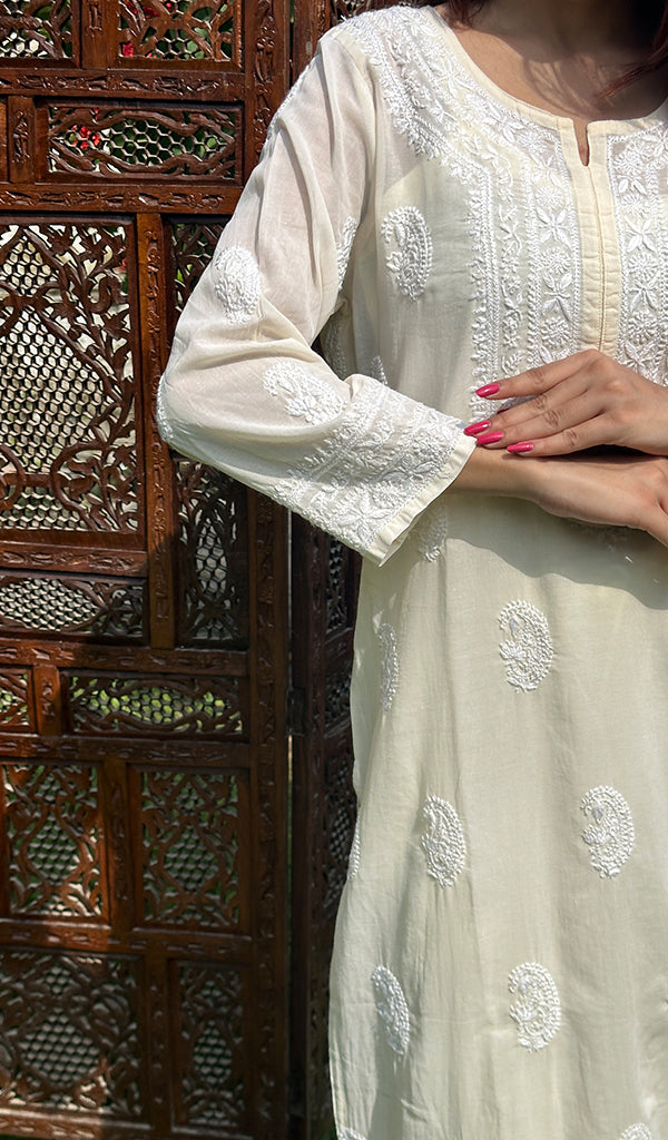 Soniya Women's Lucknowi Handcrafted Cotton Chikankari Kurti - HONC0210150