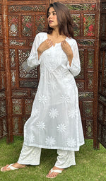 Load image into Gallery viewer, Women's Lucknowi Handcrafted Cotton Chikankari Kurti - HONC0234424