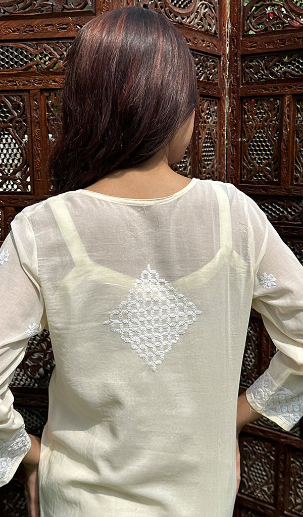 Areej Women's Lucknowi Handcrafted Cotton Chikankari Kurti - HONC0225193