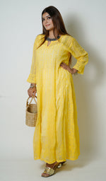 Load image into Gallery viewer, Women's Lakhnavi Handcrafted Faux-Georgette Chikankari  Anarkali Dress - HONC040036