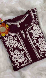 将图像加载到图库查看器中, Women's Lucknowi Handcrafted Cotton Chikankari Dress - HONC060130