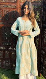 Load image into Gallery viewer, Women's Lucknowi Handcrafted Cotton Chikankari Kurti - HONC01612780