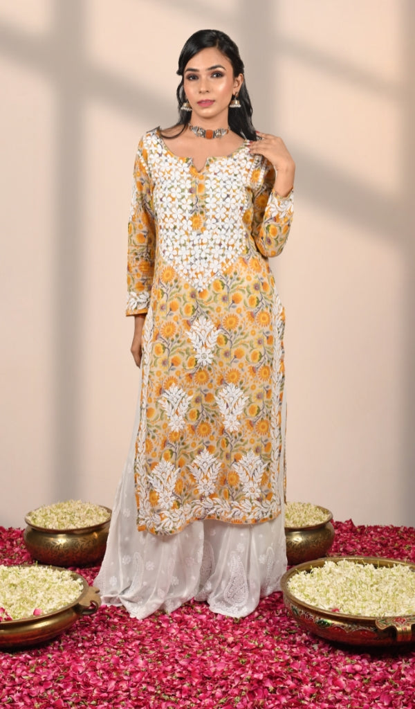 Zainish Women's Lucknowi Handcrafted Mul Cotton Chikankari Kurti - HONC0120069