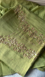 Load image into Gallery viewer, Women's Lakhnavi Handcrafted Chanderi Silk Chikankari Kurta Dupatta Set - HONC0166864