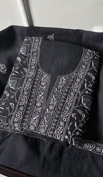 Load image into Gallery viewer, Women's Lakhnavi Handcrafted Munga Silk Chikankari Kurta And Dupatta Set - HONC0256129