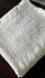 将图像加载到图库查看器中, Women's Lakhnavi Handcrafted Modal Cotton Chikankari Unstitched Kurti Fabric - HONC0242112