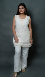 Load image into Gallery viewer, Women's Lucknowi Handcrafted Faux-Georgette Chikankari Top- HONC0140438