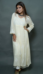 Load image into Gallery viewer, Neha Women's Lucknowi Handcrafted Modal Cotton Chikankari Angrakha Dress - HONC0102858