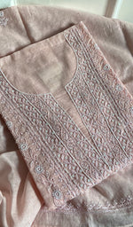 Load image into Gallery viewer, Women's Lakhnavi Handcrafted Mul Chanderi Semi - Stitched Kurta And Dupatta Set - HONC0238899