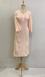 将图像加载到图库查看器中, Faiza Women's Lucknowi Handcrafted Modal Cotton Chikankari Kurti - HONC0209843