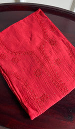 Load image into Gallery viewer, Women's Lakhnavi Handcrafted Mul Chanderi Chikankari Semi - Stitched Kurti Fabric - HONC0243902