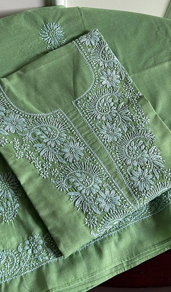 Cotton Green Women's Lakhnavi Handcrafted Cotton Chikankari Semi