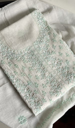 将图像加载到图库查看器中, Saziya Women's Lakhnavi Handcrafted Mul Chanderi Semi - Stitched Kurta And Dupatta Set - HONC0237923