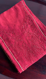 Load image into Gallery viewer, Women's Lakhnavi Handcrafted Mul Chanderi Chikankari Semi - Stitched Kurti Fabric - HONC0243904