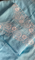 Load image into Gallery viewer, Aamina Women's Lakhnavi Handcrafted Cotton Chikankari Semi - Stitched Suit Material - HONC0238938