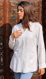 Load image into Gallery viewer, Women's Lakhnavi Handcrafted Modal Cotton Chikankari Top - HONC0248882