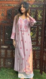 将图像加载到图库查看器中, Women's Lucknowi Handcrafted Modal Cotton Chikankari Kurti - HONC0232113