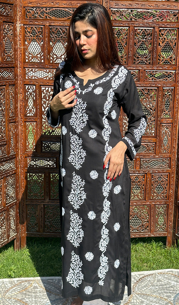 Women's Lucknowi Handcrafted Modal Cotton Chikankari Kurti - HONC0226943