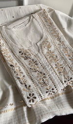Load image into Gallery viewer, Women's Lakhnavi Handcrafted Mul Chanderi Semi - Stitched Kurta And Dupatta Set - HONC0242013