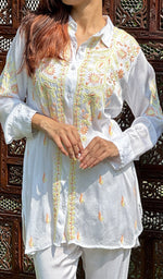 Load image into Gallery viewer, Naheeda Women's Lakhnavi Handcrafted Modal Silk Chikankari Top And Pant Set - HONC0244568