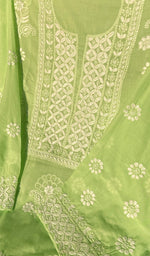 Load image into Gallery viewer, Cotton Green Women's Lakhnavi Handcrafted Cotton Chikankari Semi