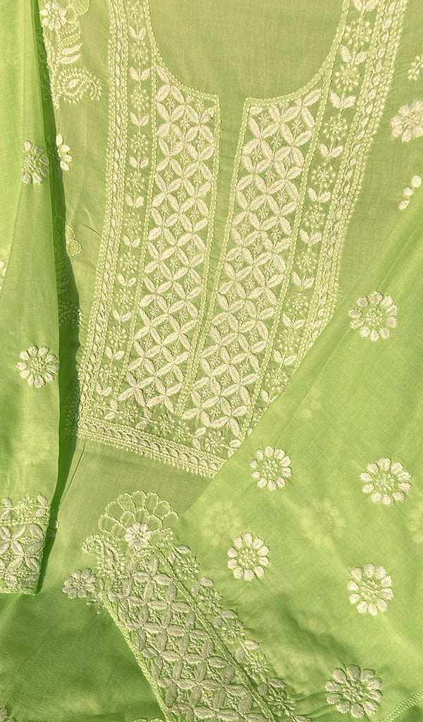 Cotton Green Women's Lakhnavi Handcrafted Cotton Chikankari Semi