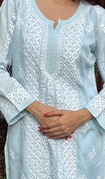 将图像加载到图库查看器中, Jubina Women's Lucknowi Handcrafted Cotton Chikankari Kurti - HONC0229657