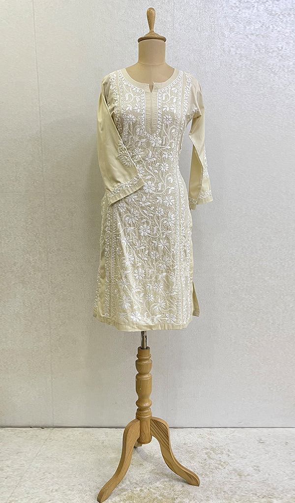 Iqra Women's Lucknowi Handcrafted Cotton Chikankari Kurti - HONC0164340