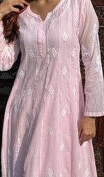 Load image into Gallery viewer, Women's Lucknowi Handcrafted Cotton Chikankari Anarkali Dress - HONC0212148