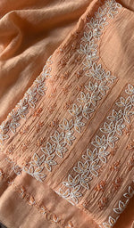 Load image into Gallery viewer, Saziya Women's Lakhnavi Handcrafted Mul Chanderi Semi - Stitched Kurta And Dupatta Set - HONC0237910