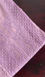 Load image into Gallery viewer, Women's Lakhnavi Handcrafted Mul Chanderi Chikankari Semi - Stitched Kurti Fabric - HONC0243903