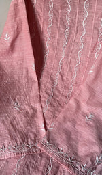 将图像加载到图库查看器中, Women's Lakhnavi Handcrafted Linen Cotton Semi -Stitched Anarkali And Dupatta Set - HONC0246476