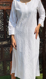 将图像加载到图库查看器中, Farheen Women's Lucknowi Handcrafted Cotton Chikankari Kurti - HONC02450990