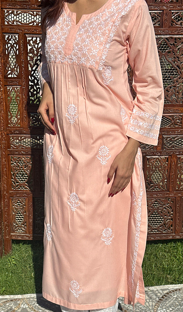 Falak Women's Lucknowi Handcrafted Cotton Chikankari Kurti - HONC0220604